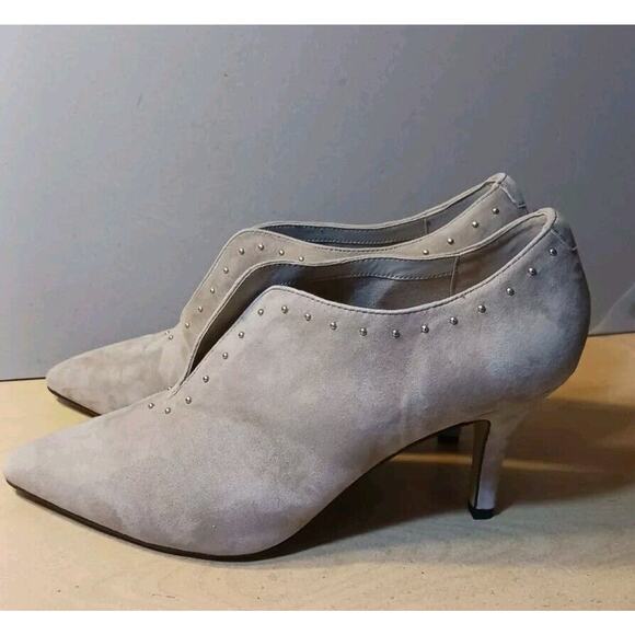 Bella Vita Shoes - BELLA VITA Dara Womens Almond Suede Beaded Pointed Toe Heel Booties 11W